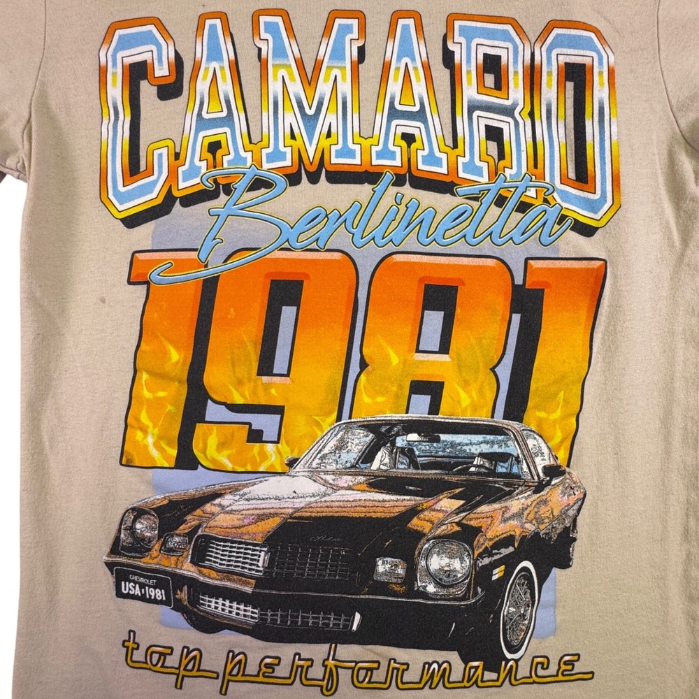 Chemistry Camaro‎ Men's Small 1981 Berlinetta Tan Muscle Car Show 80's Racing